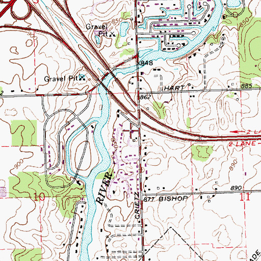 Topographic Map of Dimondale United Methodist Church, MI
