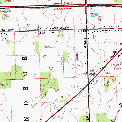 Topographic Map of Mount Olive Baptist Church, MI