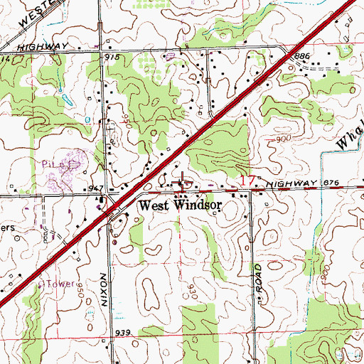 Topographic Map of West Windsor United Brethren Church, MI