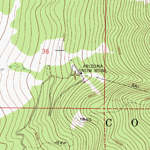 Topographic Map of Arizona Snow Bowl, AZ