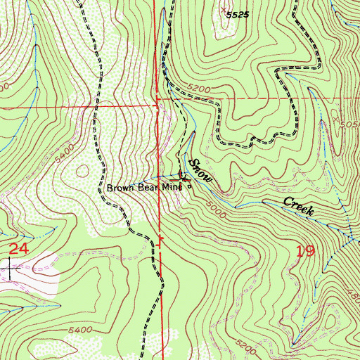 Topographic Map of Brown Bear Mine, CA