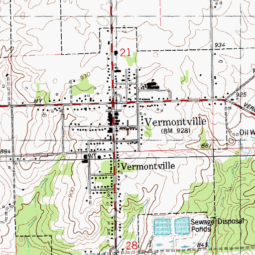 Topographic Map of Vermontville Township Library, MI