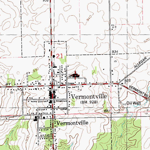 Topographic Map of Maplewood School, MI
