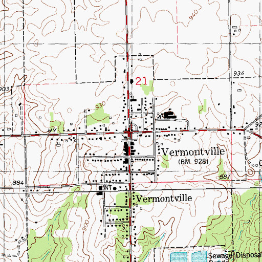 Topographic Map of Vermontville Methodist Church, MI