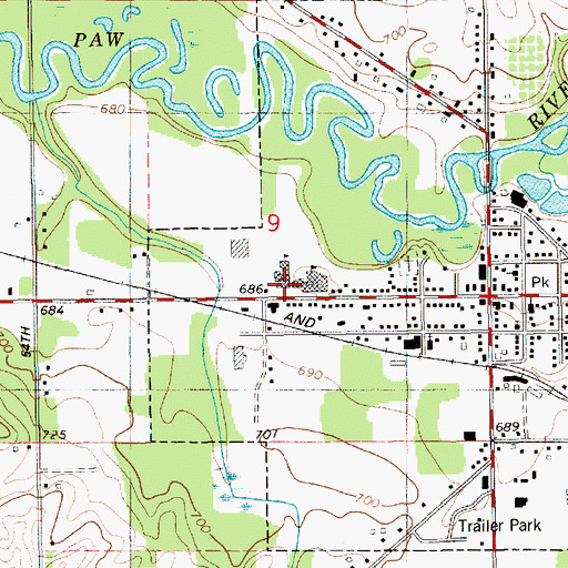 Topographic Map of Lawrence Elementary School, MI