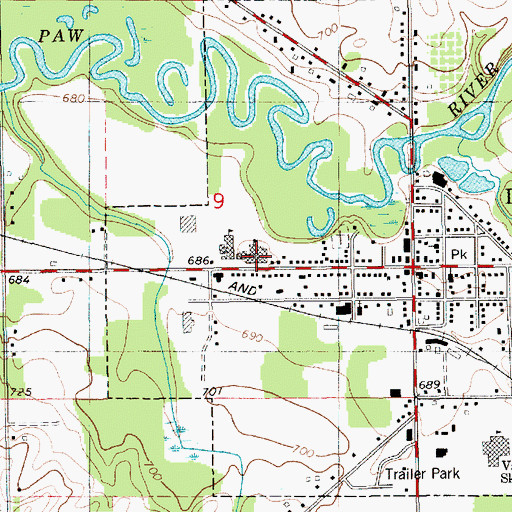 Topographic Map of Lawrence High School, MI