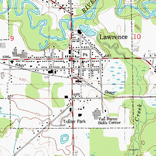 Topographic Map of Lawrence Station, MI