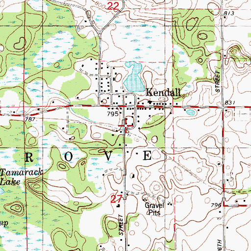 Topographic Map of Kendall Station (historical), MI