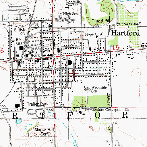 Topographic Map of First Hispanic Midway Baptist Church, MI