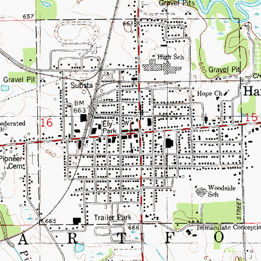 Topographic Map of Hartford Police Department, MI