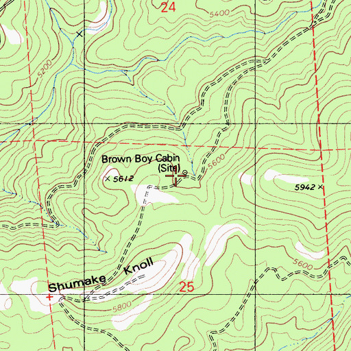 Topographic Map of Brown Boy Cabin, CA