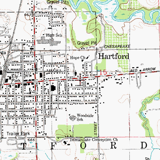 Topographic Map of Hartford Fire Department, MI