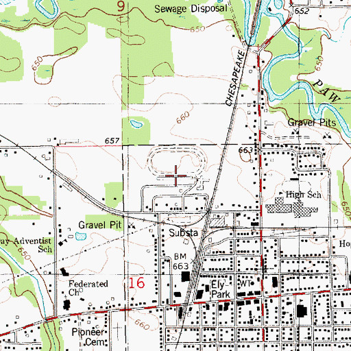 Topographic Map of Hartford Speedway Park, MI