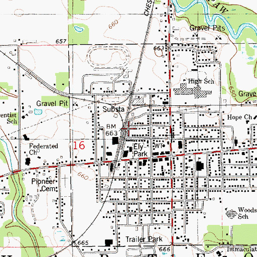 Topographic Map of Hartford Station, MI
