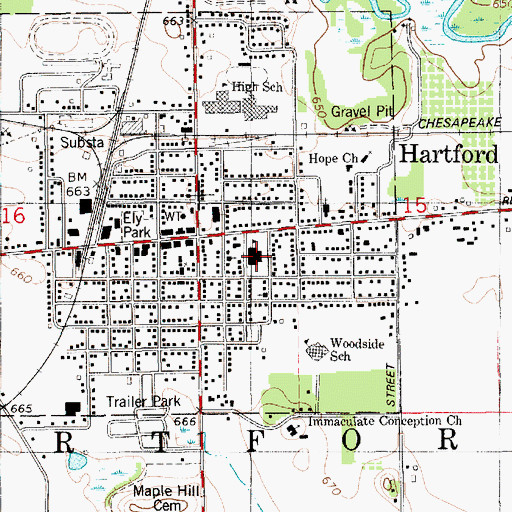Topographic Map of Red Arrow Elementary School, MI
