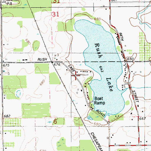 Topographic Map of Rush Lake Mobile Home Park, MI