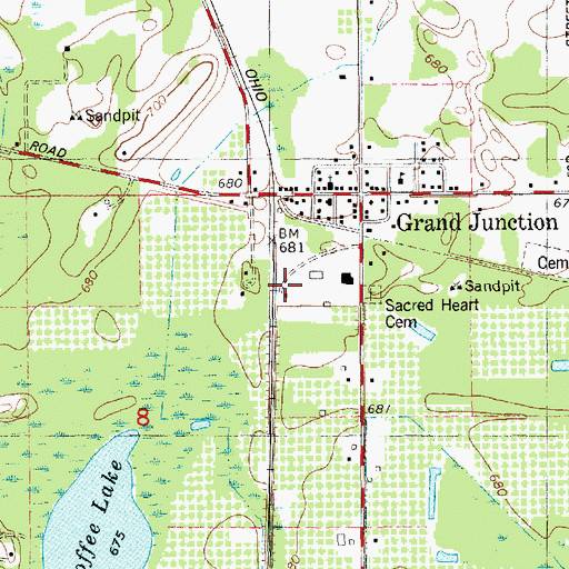 Topographic Map of Grand Junction, MI