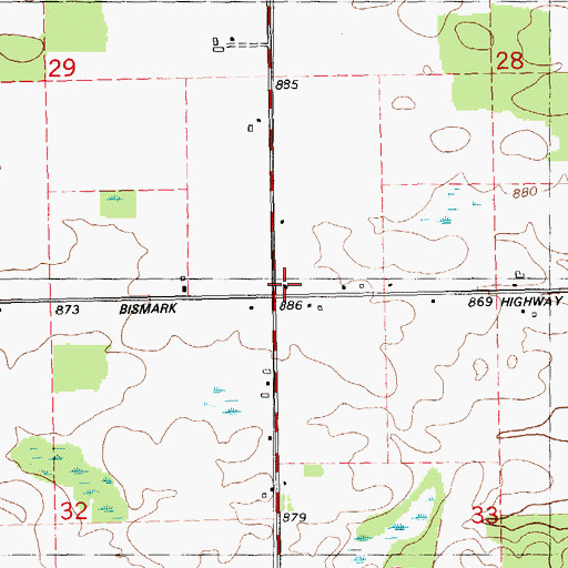Topographic Map of Bismarck Post Office (historical), MI