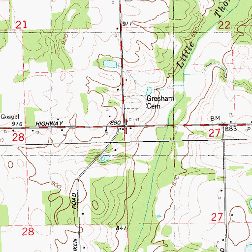 Topographic Map of Allen's Post Office (historical), MI