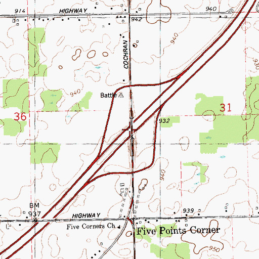 Topographic Map of Interchange 57, MI