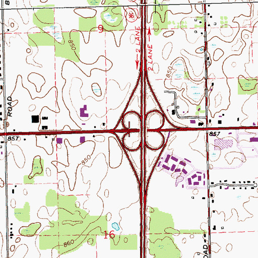 Topographic Map of Interchange 93A, MI