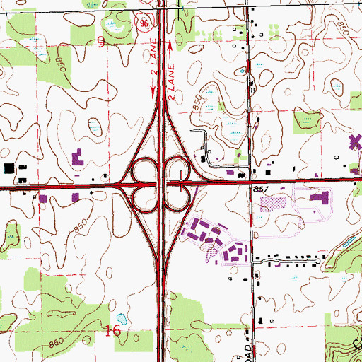 Topographic Map of Interchange 93B, MI