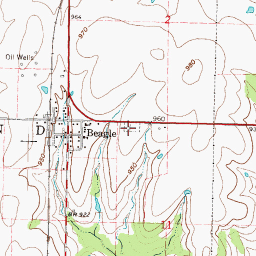 Topographic Map of Beagle Cemetery, KS