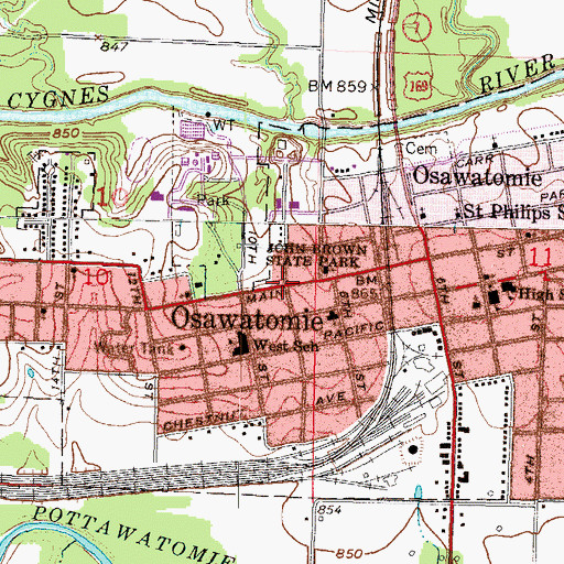 Topographic Map of Brown Cemetery, KS