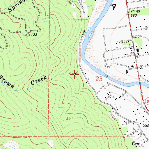Topographic Map of Brown Creek, CA