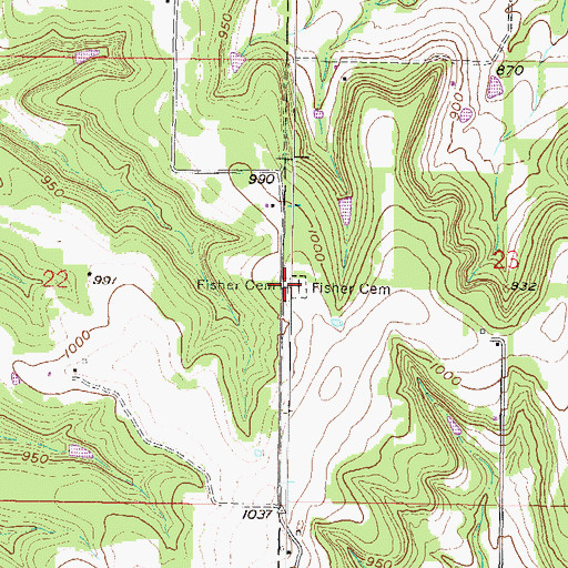 Topographic Map of Fisher Cemetery, KS