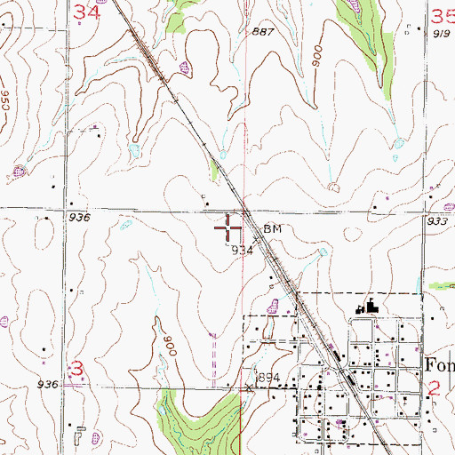 Topographic Map of Fontana Cemetery, KS