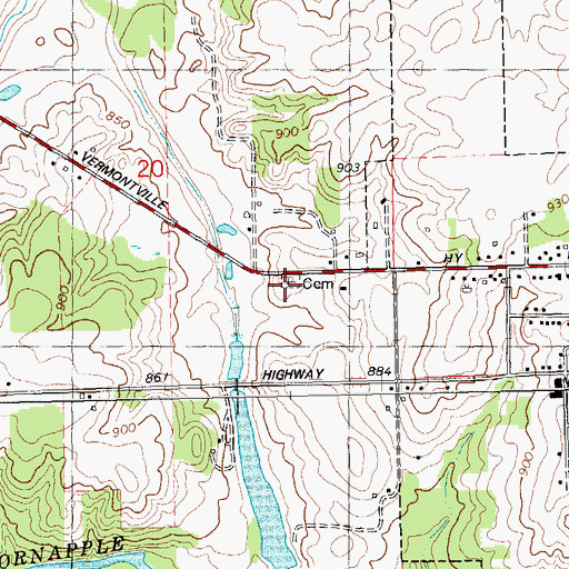 Topographic Map of Vermontville Cemetery, MI