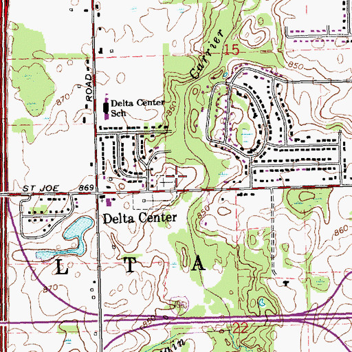 Topographic Map of Delta Center Cemetery, MI