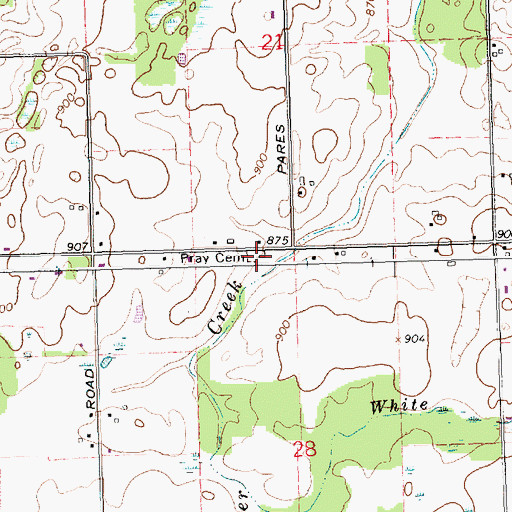 Topographic Map of Pray Cemetery, MI