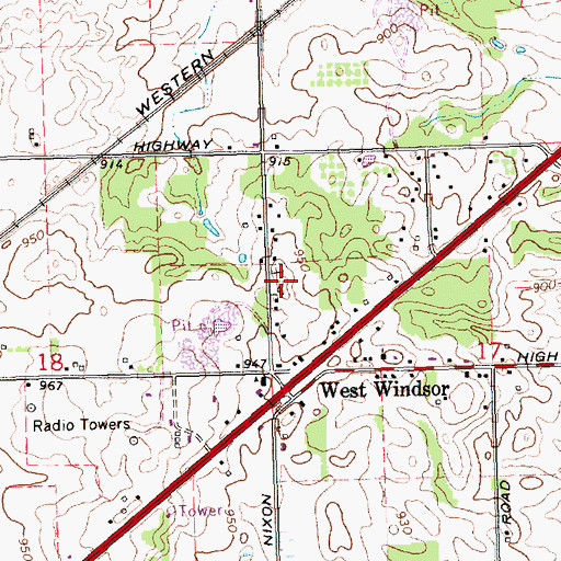 Topographic Map of West Windsor Cemetery, MI