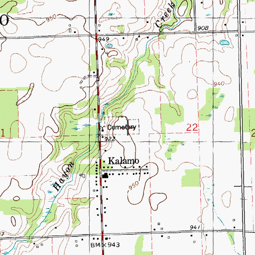 Topographic Map of Kalamo Cemetery, MI