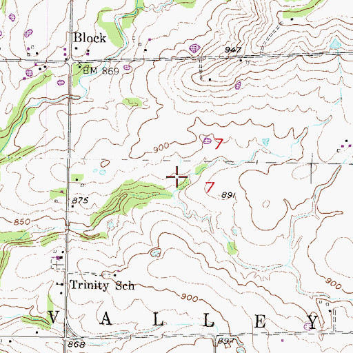 Topographic Map of Frank Cemetery, KS