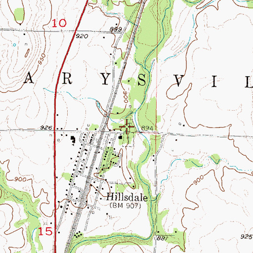 Topographic Map of Hillsdale Cemetery - Old, KS