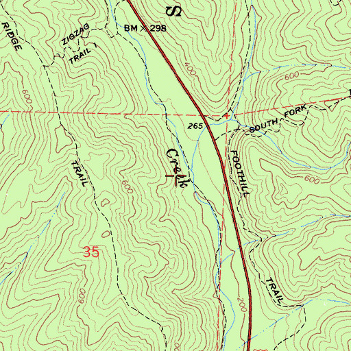 Topographic Map of Brown Creek, CA