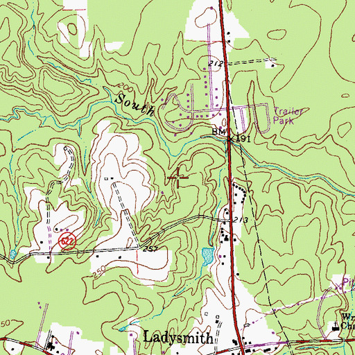 Topographic Map of Ladysmith Village, VA
