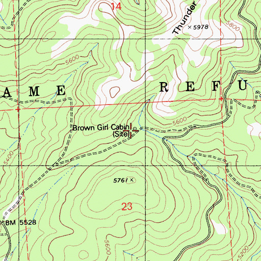 Topographic Map of Brown Girl Cabin, CA