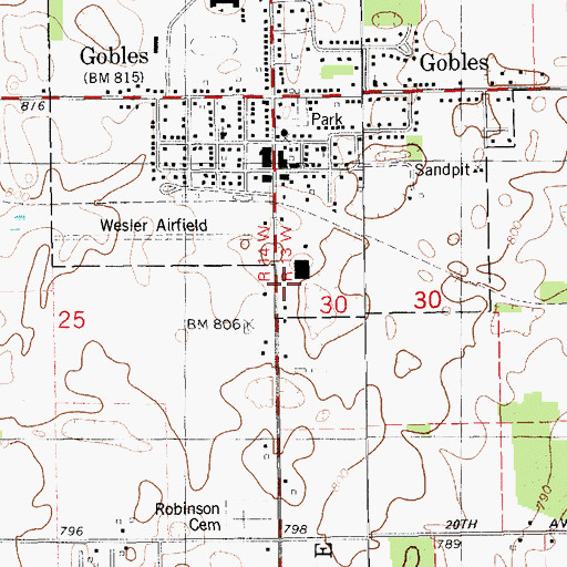 Topographic Map of Gobles Station (historical), MI