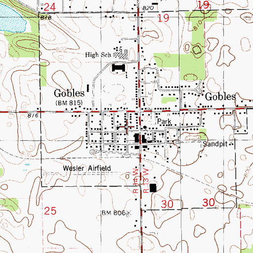 Topographic Map of United Methodist Church, MI