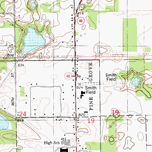 Topographic Map of Saint Judes Catholic Church, MI