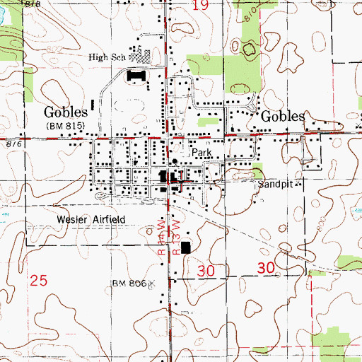 Topographic Map of Gobles Police Department, MI