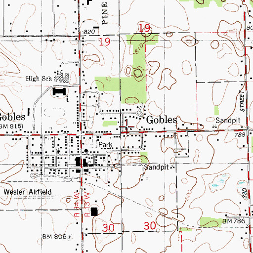 Topographic Map of Calvary Baptist Church, MI