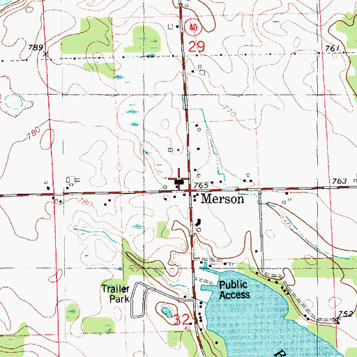 Topographic Map of Merson Church, MI
