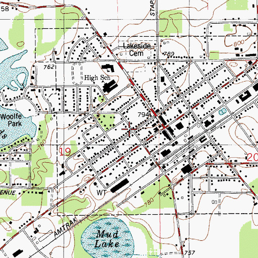 Topographic Map of Van Buren District Library, MI