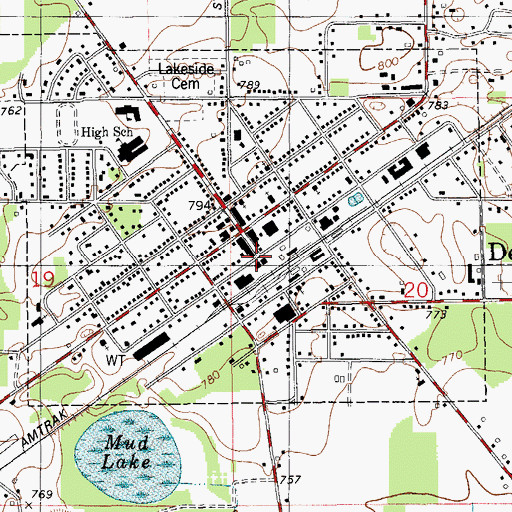 Topographic Map of Decatur Post Office, MI