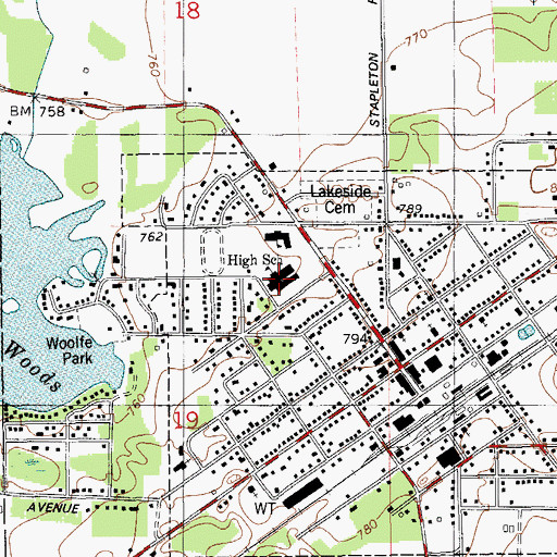 Topographic Map of Decatur High School, MI